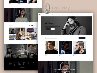B&O play - Website concept headphones landing page minimal music shop sketch store web website design