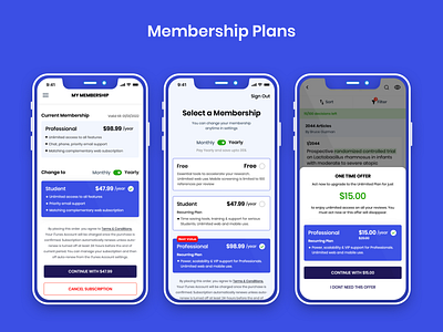 Membership Plans app design scientific research systematic review ui ux