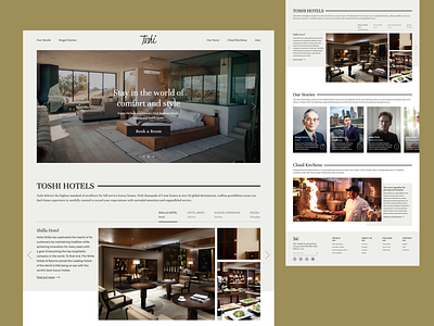 Toshi - Hotel and cloud kitchen Landing page booking ghost kitchen hospitality hotel landing page sketch ui ux