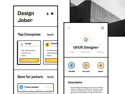 Design Jober app design branding design graphic design minimal minimal app minimal app design minimal design minimalism ui