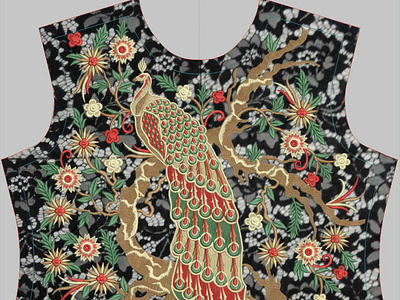 Avian embroidery design for dress