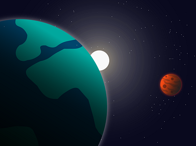 Earth & Mars design flat illustration vector