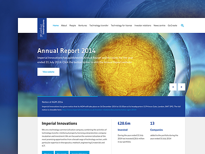 Web design - Imperial Innovations bioscience branding design mock up tech ui web design
