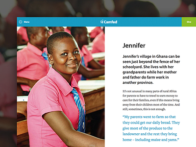 Seasonal Appeal - Camfed charity design education fundraising non profit ui web design