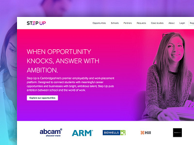 Web/branding project: Step Up brand identity branding business communication education employment logo pink schools