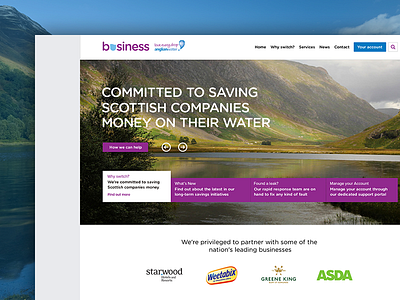 UI: Anglian Water b2b css front end homepage html javascript ui web design