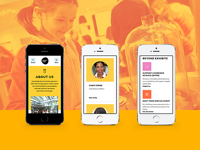 Marketing website for Cambridge Science Centre accessible design education responsive science yellow