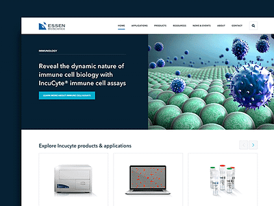 Web Design: Essen Bioscience biology bioscience brand design branding science tech ui ux web design website design
