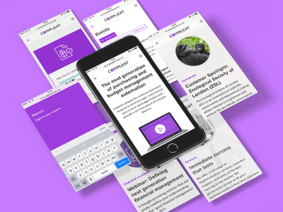 Responsive Design: Compleat Software brand design branding iconography icons logo purple software typography uc ui web design website design