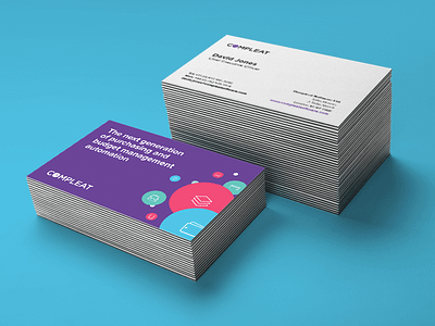 Brand Identity: Compleat Software brand brand identity branding business cards iconography icons illustrations print purple