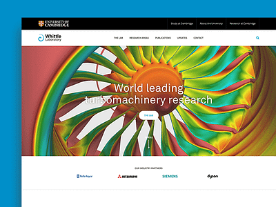 Web Design: Whittle Laboratory colour science tech technology turbomachinery ui ux