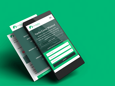 Responsive Design: Crewseekers blue green nautical phone responsive sailing sea serif smartphone typography ui ux