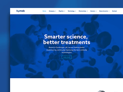 Web Design: Kymab blue brand brand identity branding logo sans serif science typography ui ux web website