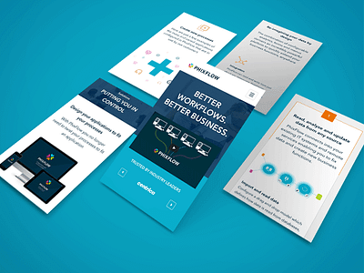 UI: Phixflow blue brand branding colour identity logo screens ui ux web website workflow