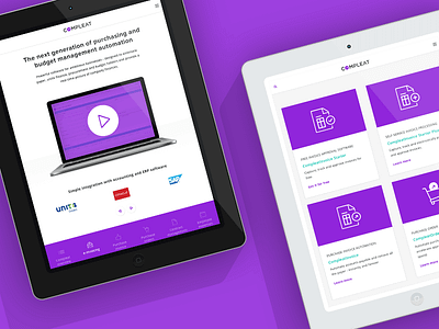 Responsive Design: Compleat Software brand branding iconography icons identity illustration logo purple responsive software ui ux