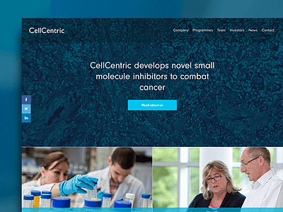 Web Design: Cellcentric blue digital oncology photography science tech technology ui ux website