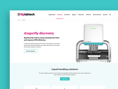 Web Design: TTP Labtech bioscience blue design life science liquid handling products science tech technology ui ux web