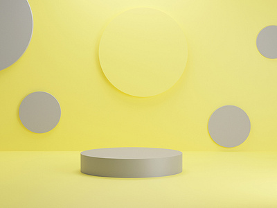 3d yellow platform minimal style design illustration