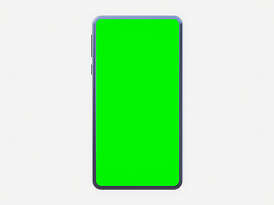 Metal smartphone with green screen on white isolated background