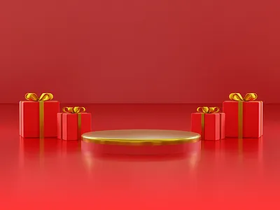 3d product podium merry christmas and happy new year 3d banner bow box business christmas design flyer gold graphic design happy illustration motion graphics new podium poster product red style year