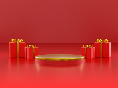 3d product podium merry christmas and happy new year 3d banner bow box business christmas design flyer gold graphic design happy illustration motion graphics new podium poster product red style year