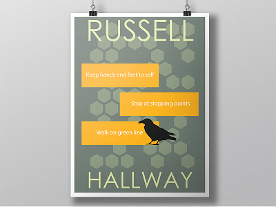 Russell Elementary School ai crow green hallway poster raven school yellow