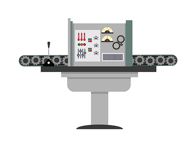 The machine complex gear gray green illustrator lever machine
