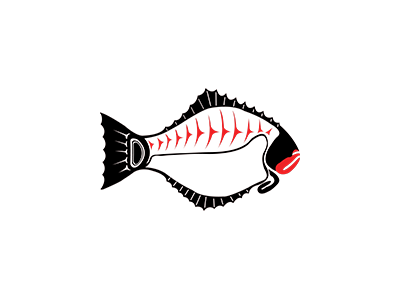 Just for the halibut black fish halibut illustrator inuit logo red