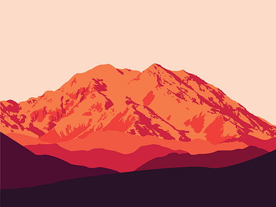 Mt. Mckinley clean illustration landscape minimal modern mountain orange pop simple