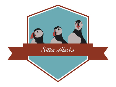 Puffins, Sitka Alaska alaska badge bird blue illustrator puffin