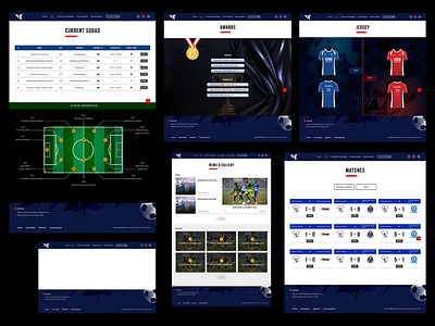 Soccer Club Website Screens UI Designs eye catchy graphical design modern screens soccer club sports ui ux web design website