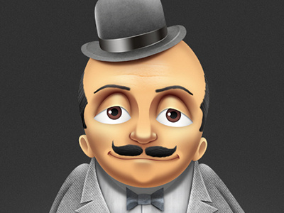 Mister Power O character detective illustration man moustache