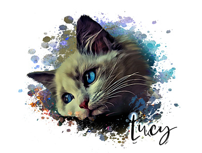 Abstract Digital painting pet #212 abstract cat digital painting dog fullcolor pet portrait portrait painting t shirt design watercolor