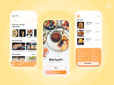 Food Delivery App UI/UX Design animation design food and drink food app food apps food delivery app food delivery application food delivery service minimal online order online shop online shopping typography ux