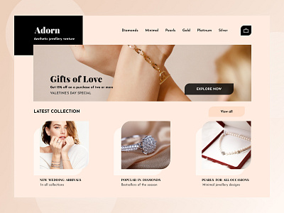 Adorn Jewellery💍 Web Design design jewelery web design jewellery online jewellery shop jewellery store jewelry online shop ui ui design uiux webdesign website design