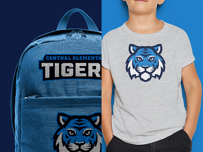 Central Tigers Rebrand back pack blue branding elementary high school rebrand school sports swag t shirt tiger