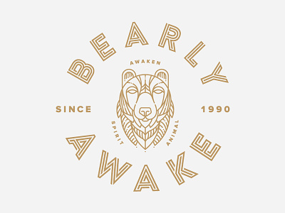 Bearly Awake animal awake badge bear line art sleep spirit animal tshirt