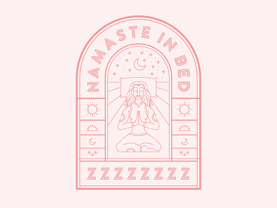 Namaste In Bed bed line line art moon namaste night pilllow pink sleep stars yoga