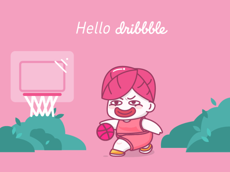 Hello Dribbble animation basketball gif illustration