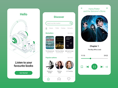 Interface for the "Audiobooks" mobile app audiobooks design interface iphone app