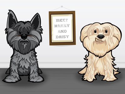 Meet Harry and Daisy animal character design dogs illustration sketchyourpet vector