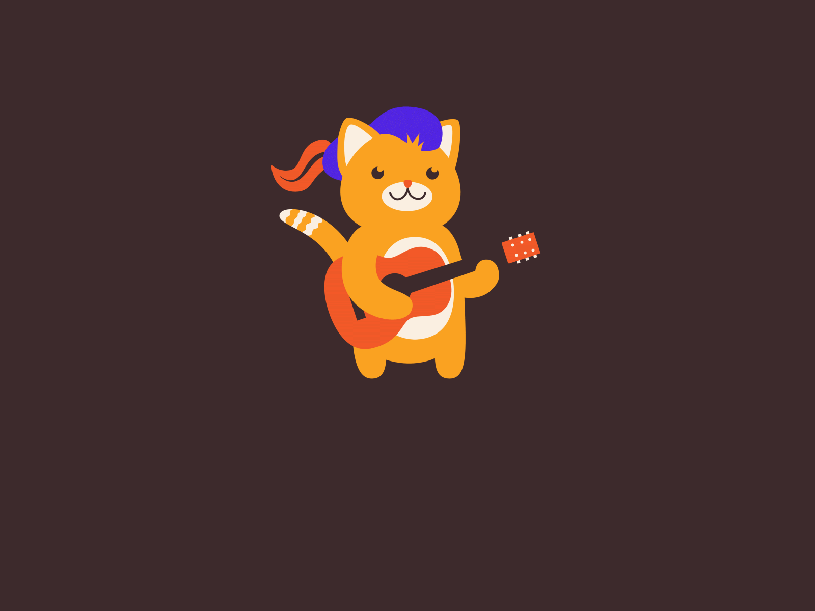 Tupadoo Logo animal animated gif animated logo animation branding cat children cute digital guitar guitarist happy illustration kids kitty logo musician singing vector
