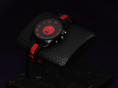 3d rendering, wrist watch on a stand.