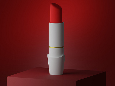 3D rendering red lipstick in white color) 3d branding design illustration ux