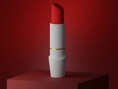 3D rendering red lipstick in white color)