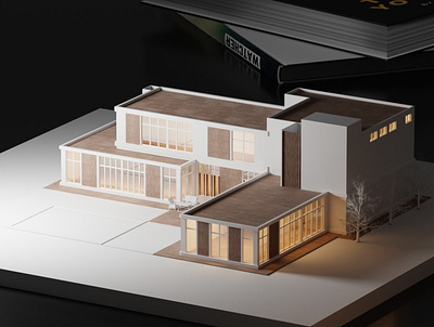 3D House template. 3d blender branding design house model rendering template