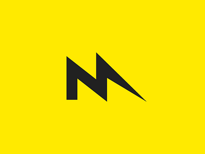 M + Energy branding clean letter m lightning logo logo challenge mark minimal power yellow