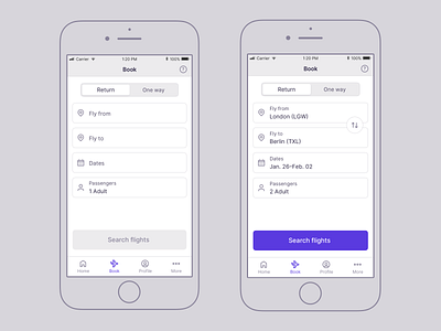 Search flights form ✈️ airline app branding clean figma flight flight app form design icons minimal mobile search sketch ui user experience ux