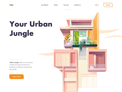 Urban Jungle - Landing Page animation colors design illustration landing minimal ui ux web website