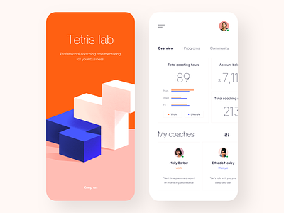 Mobile App - Tetris app clean colors design illustration minimal mobile ui ux